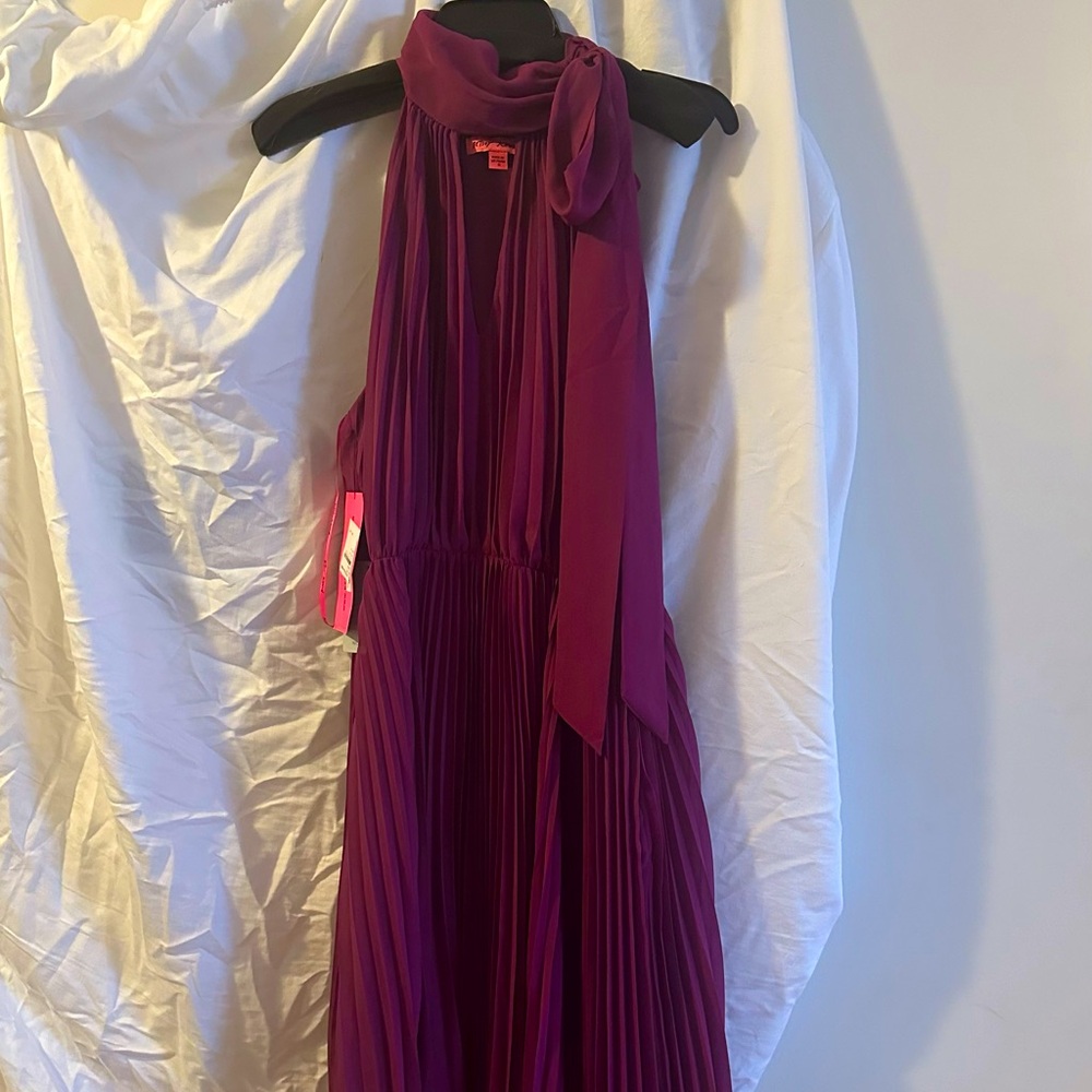 NWT Betsey Johnson Pleated Purple Dress